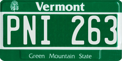 VT license plate PNI263