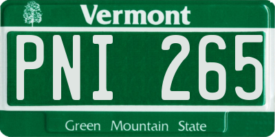 VT license plate PNI265