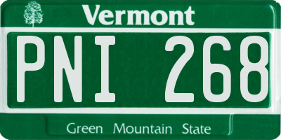 VT license plate PNI268