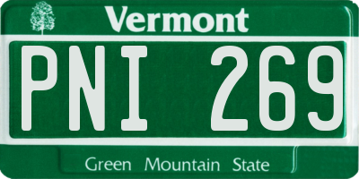 VT license plate PNI269