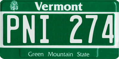 VT license plate PNI274