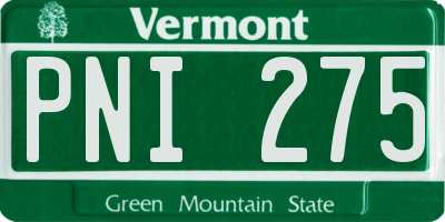 VT license plate PNI275