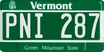 VT license plate PNI287