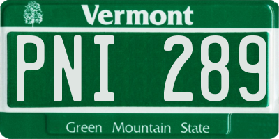 VT license plate PNI289