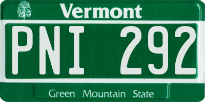 VT license plate PNI292