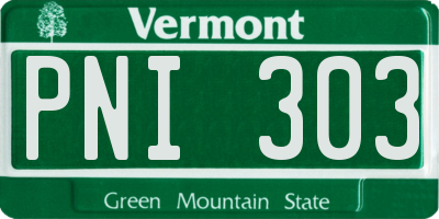 VT license plate PNI303