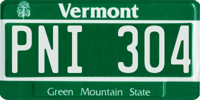VT license plate PNI304