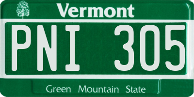 VT license plate PNI305
