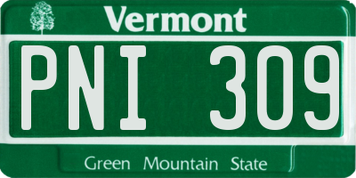 VT license plate PNI309