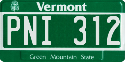VT license plate PNI312