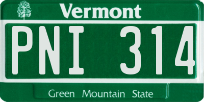 VT license plate PNI314