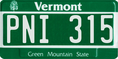 VT license plate PNI315