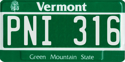 VT license plate PNI316