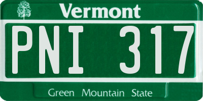 VT license plate PNI317