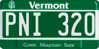VT license plate PNI320