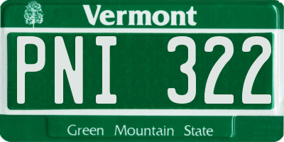 VT license plate PNI322
