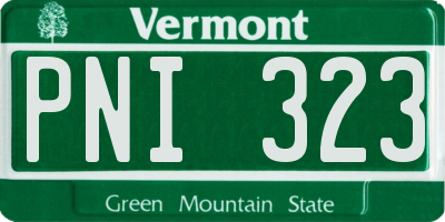 VT license plate PNI323