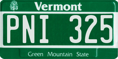 VT license plate PNI325