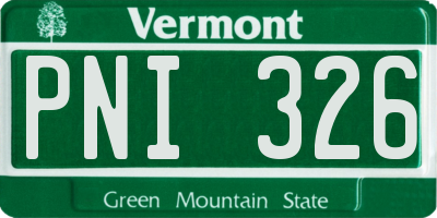 VT license plate PNI326