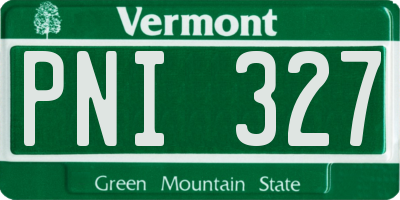 VT license plate PNI327