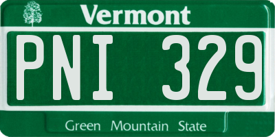 VT license plate PNI329
