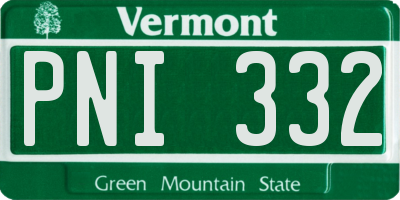VT license plate PNI332