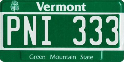 VT license plate PNI333