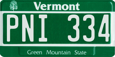VT license plate PNI334