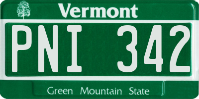 VT license plate PNI342