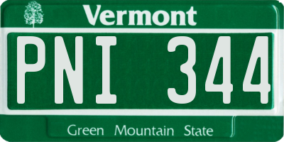 VT license plate PNI344
