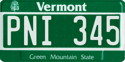 VT license plate PNI345