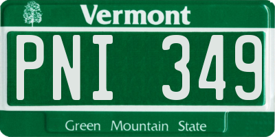 VT license plate PNI349