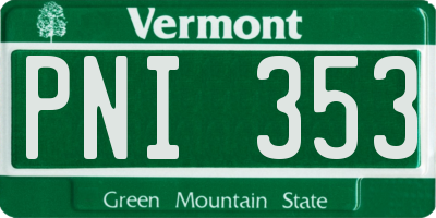VT license plate PNI353