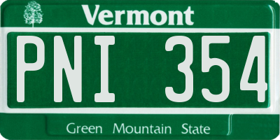 VT license plate PNI354