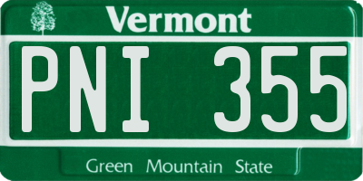 VT license plate PNI355
