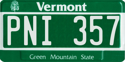 VT license plate PNI357