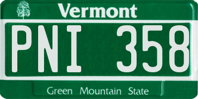 VT license plate PNI358