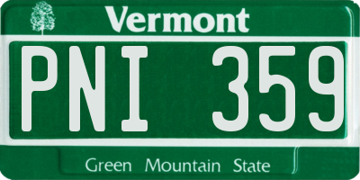 VT license plate PNI359