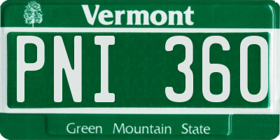 VT license plate PNI360