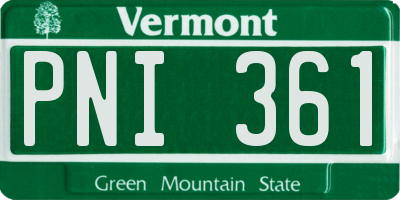 VT license plate PNI361