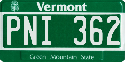 VT license plate PNI362