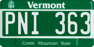 VT license plate PNI363