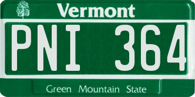 VT license plate PNI364