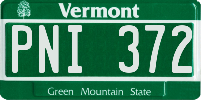 VT license plate PNI372