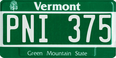 VT license plate PNI375