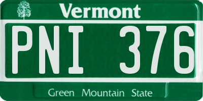 VT license plate PNI376