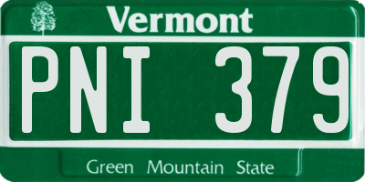 VT license plate PNI379