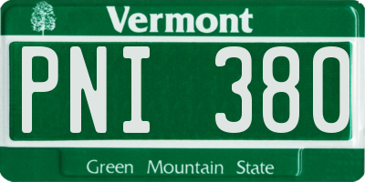 VT license plate PNI380