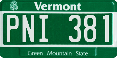 VT license plate PNI381