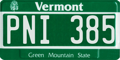 VT license plate PNI385